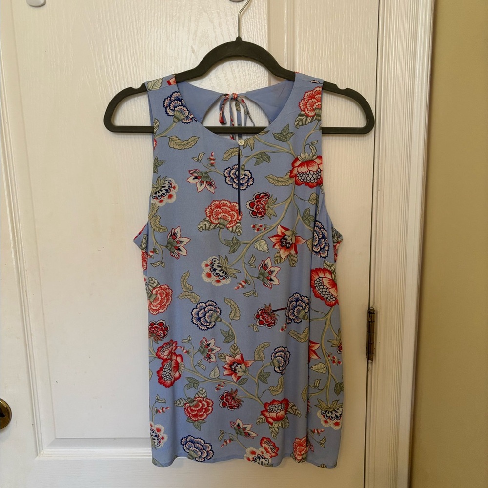 LOFT Floral Sleeveless Blouse - Blue and Red, Like New